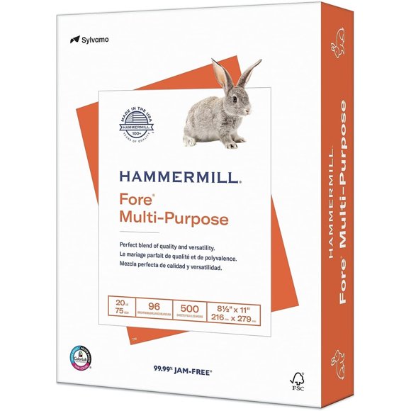 Hammermill Fore Multipurpose 20 lb Copy Paper, 500 hojas