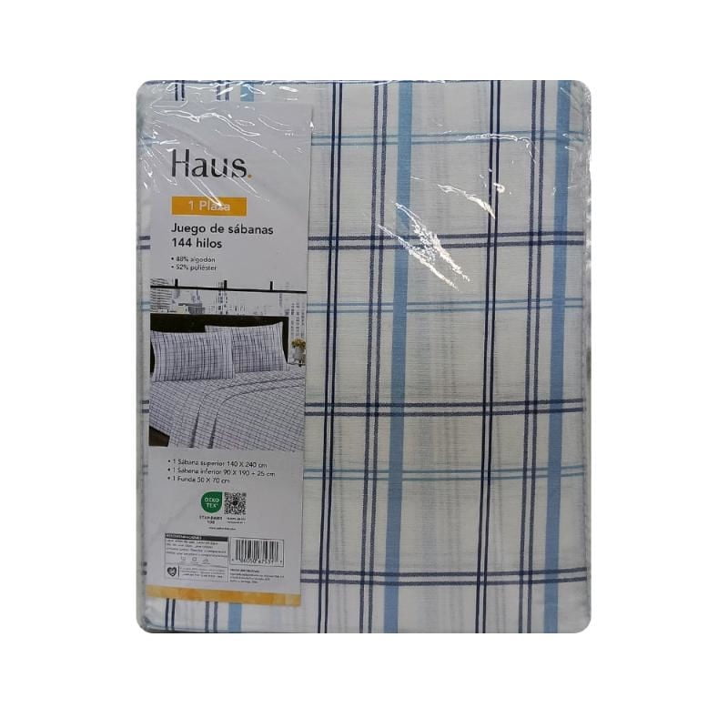 Haus - Juego De Sábanas 1 Plaza 144 Hilos 48% Algodón