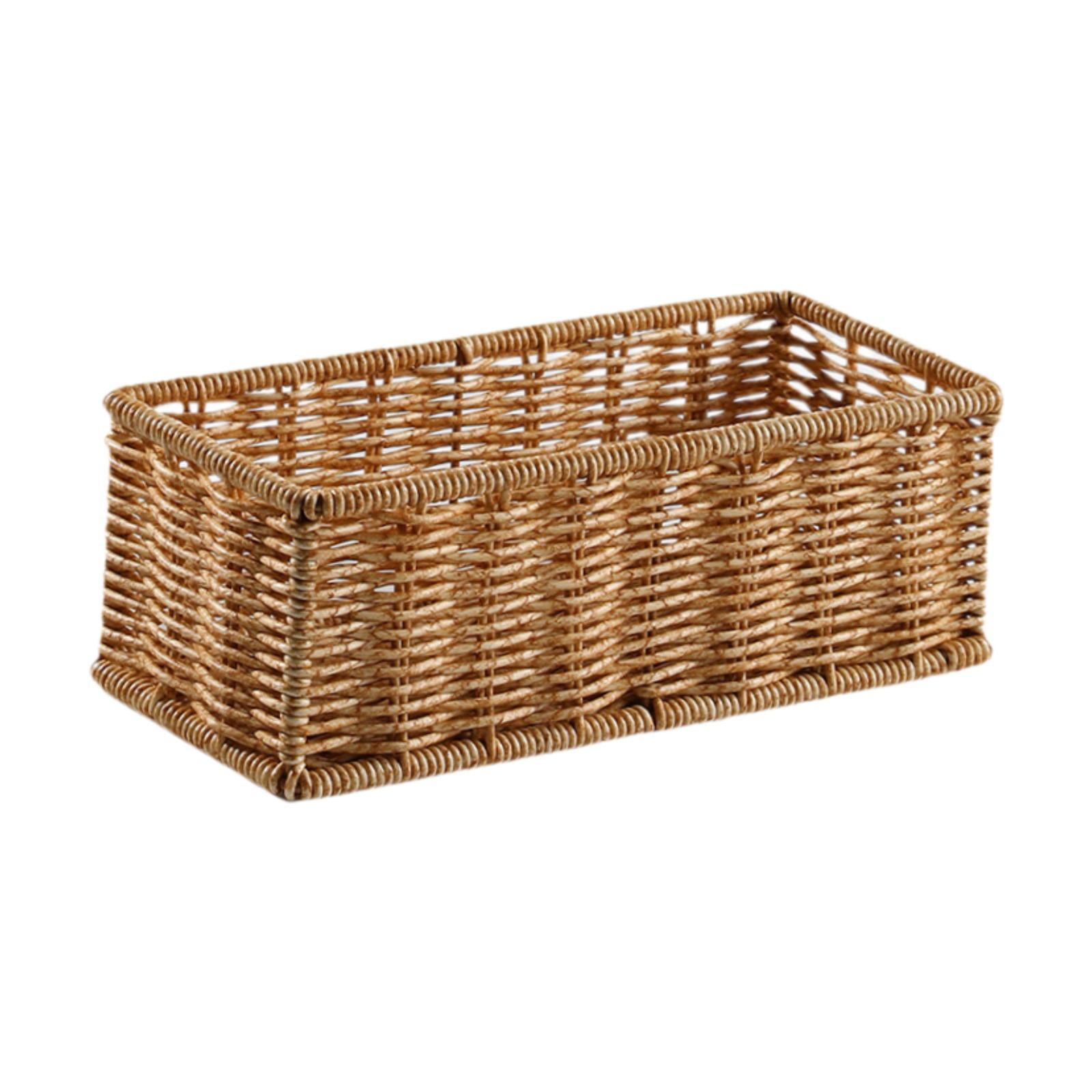 Magideal - Cesta De Almacenamiento De Ratán De Imitación Bandeja De Baño Bandeja De Perfume Organizador De Canasta De Canasta Tejida Decorativa Para El Baño De L M