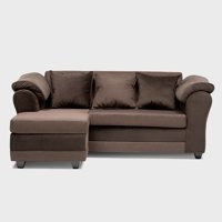 Almore - Seccional Reversible Izq Y Der Felpa Cafe Tela Café