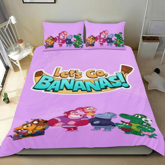 ¡Vamos, Plátanos! Conjunto de sábanas temático, trío de piezas, cómodo y amigable con la piel, diseño único, regalo de decoración para el hogar para familiares, amigos y fans,173cm *218cm