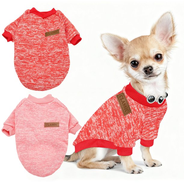 Uxcell Suéter Clásico para Perros, Ropa de Invierno para Mascotas, Suéter de Punto para Perros Pequeños, (XS, Azul Marino/Azul Oscuro, 2 Piezas), Destinado para Gato / Gatito / Chihuahua / Cachorros
