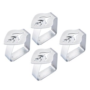 Magideal - 4 Piezas Clip Para Mantel Abrazadera De Fijación Para Mantel Clips Para Mantel De Picnic De Acero Inoxidable Resistentes Para Picnic Graduación Hogar Plata De Hoja