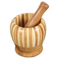 Crusec - Mortero De Bambú Molinillo Manual Especias Ajo