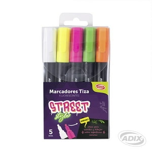 Marcador Tiza Fluorescente 5U (055) Adix