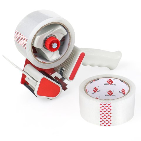 Dispensador De Cinta Adhesiva Bomei Pack, Resistente, Con 2 Rollos De Cinta Transparente