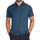 thumbnail image 1 of INSPIRE CHIC Camisas de Vestir de Manga Corta de Color Sólido con Cuello de Botón para Hombre 2XL Azul Oscuro, 1 of 5