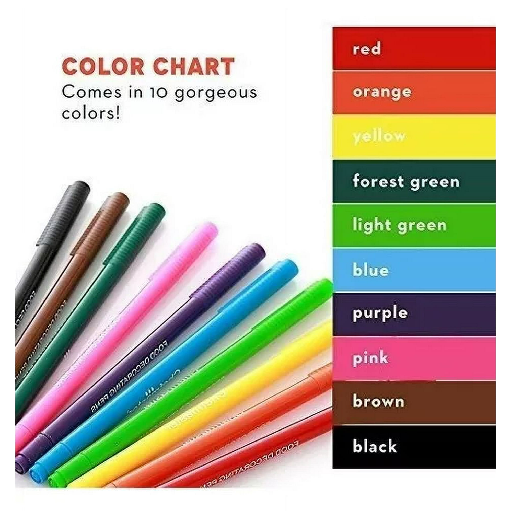 Creaprint - 10 Lapices Con Tinta Comestible Doble Punta Decorado Tortas