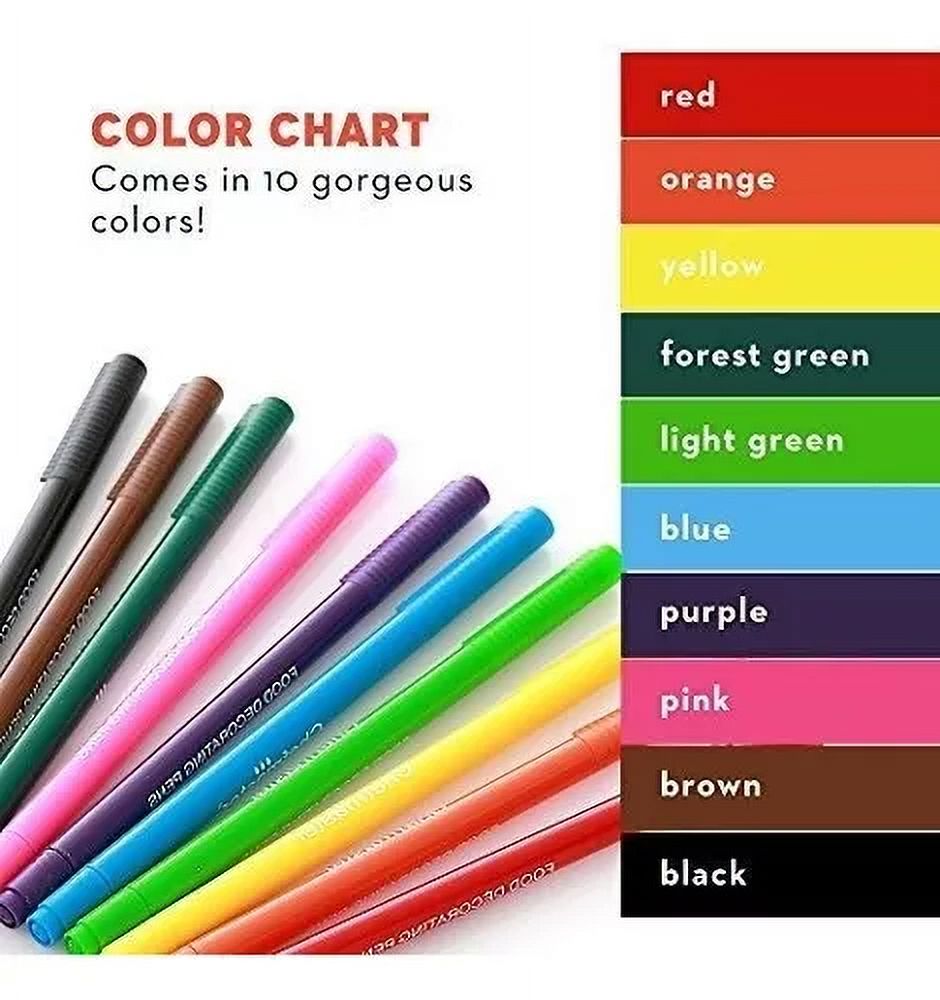 Creaprint - 10 Lapices Con Tinta Comestible Doble Punta Decorado Tortas