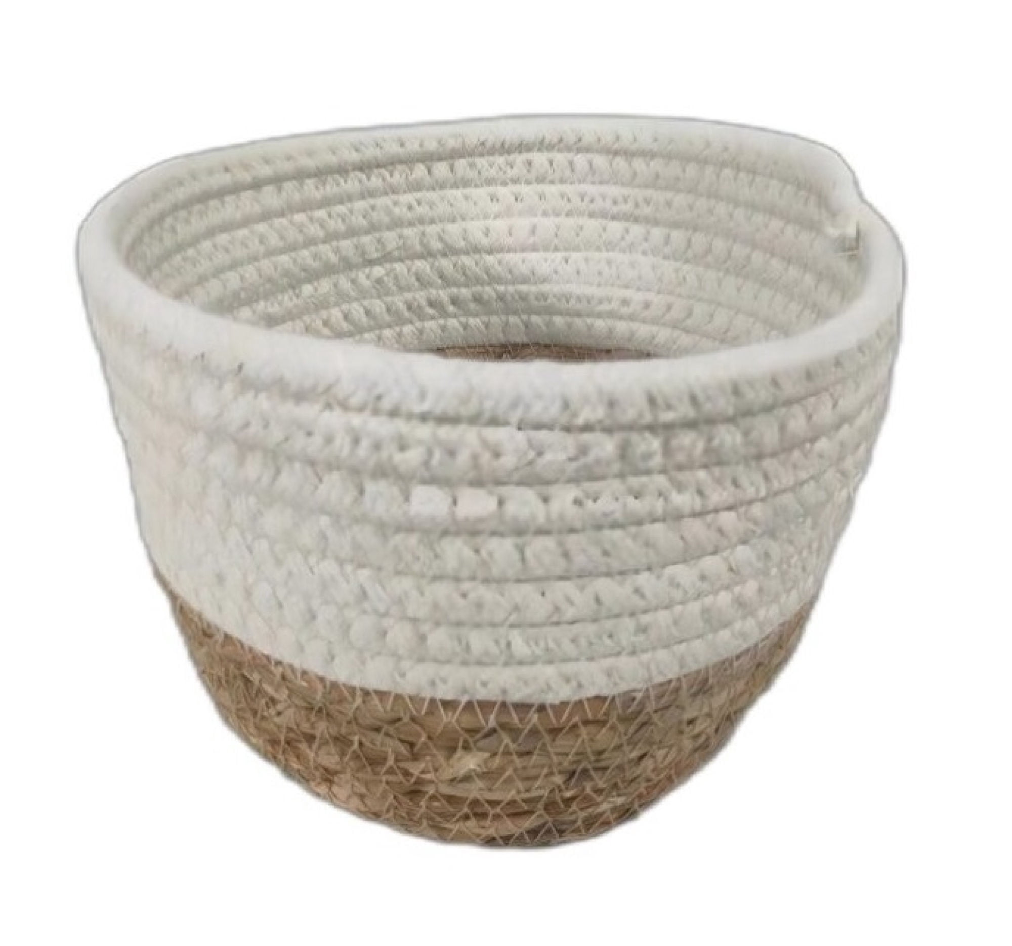 Canasto Algodón Redonda Café - Blanco 3.46 lt