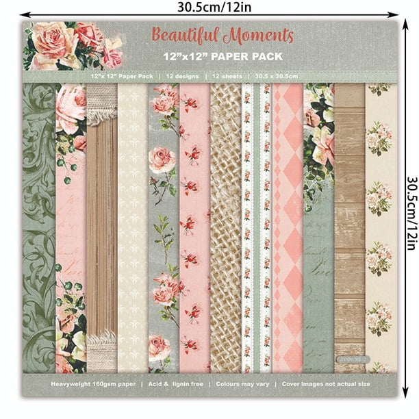 12pcs Flower Little Angel Geometric Retro Pattern DIY Material Scrapbook Background Paper Non-self-adhesive 12*12in