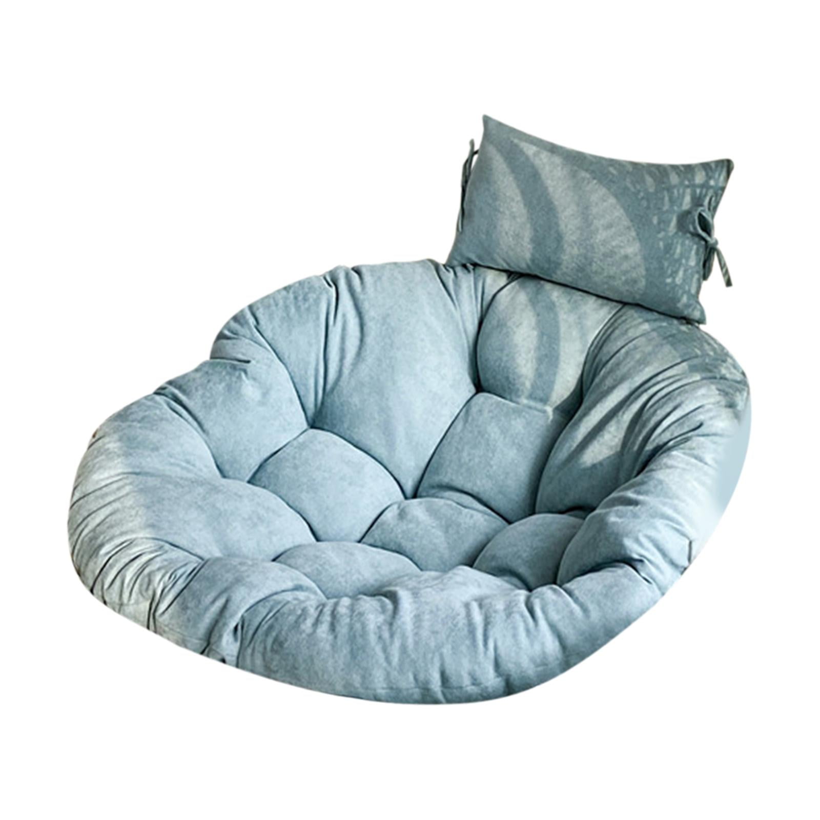 Magideal - Cojín Grueso Para Silla Tipo Huevo Con Reposacabezas (solo Cojín), Tapete Para Silla De Jardín Con Relleno De 12 Cm De Grosor Para Reemplazo Interior Lago Azul