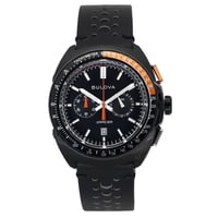 Bulova - Reloj Racer Cronógrafo Cuarzo Esfera Negra Correa De Cuero 100M Para Hombre 98B428