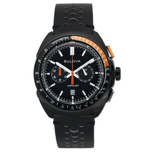 Bulova - Reloj Racer Cronógrafo Cuarzo Esfera Negra Correa De Cuero 100M Para Hombre 98B428