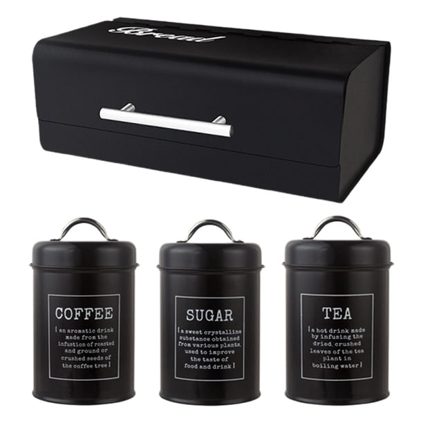 de 4 Cajas de Pan de Gran Capacidad, Caja de Almacenamiento , de Contenedores de Pan, Encimera de Cocina para Té, , Panes, Gal Negro