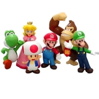 Genérico - Kit 6 Figuras Mario Bros 4 A 7 Cm Serie 1 Azul