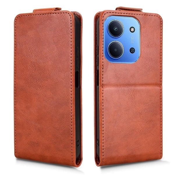 Funda tipo folio para Xiaomi Redmi 15C 173mm con soporte magnético y protección para la cámara Marrón