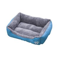 Magideal - Cama Para Cachorros De 45X30Cm, Caseta Para Perros, Base Impermeable Suave Y Cálida, Suministros Rectangulares Para Mascotas, Cómodo Sofá Con Cojín De Azul