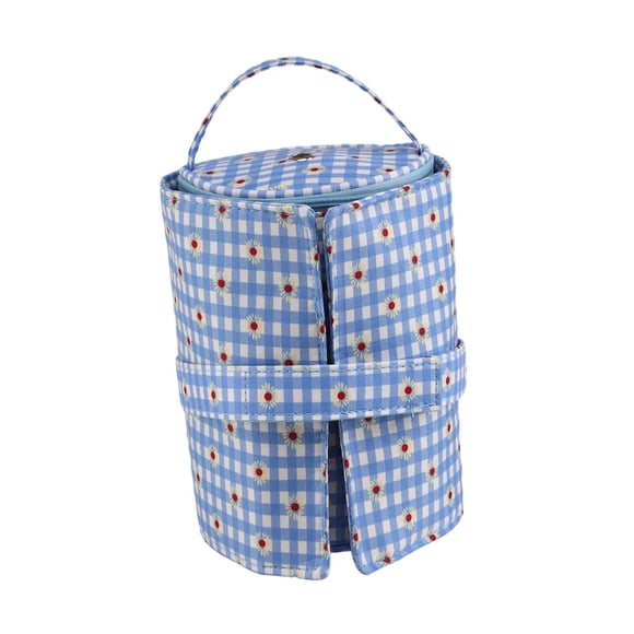 Bolsa de Almacenamiento de Estambre Portátil Organizador para Proyectos de Tejido con Cierre de Cremallera Dispensador Extraíble de Hilo Y Asa para Ll Azul
