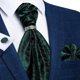 thumbnail image 1 of Corbatas Seda Ascot Pañuelo + Anillo Plateado Paño Colleras verde oscuro Talla Única, 1 of 5