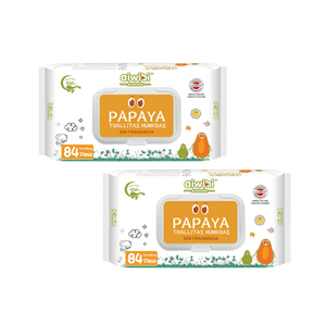 2 Paquetes Toallitas Húmedas Aiwibi 99.9% Agua Con Fibra De Papaya 168 Unidades