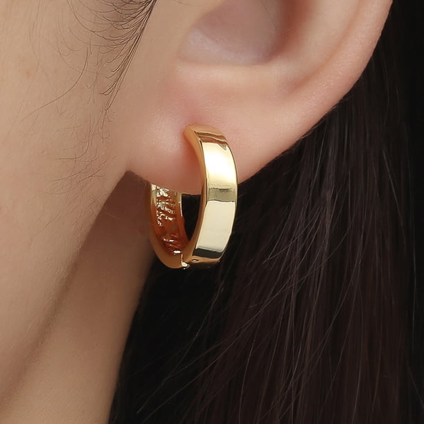 18K Gold Plated Polished Ear Cuff Earrings for Women, Minimalist Unique Jewelry