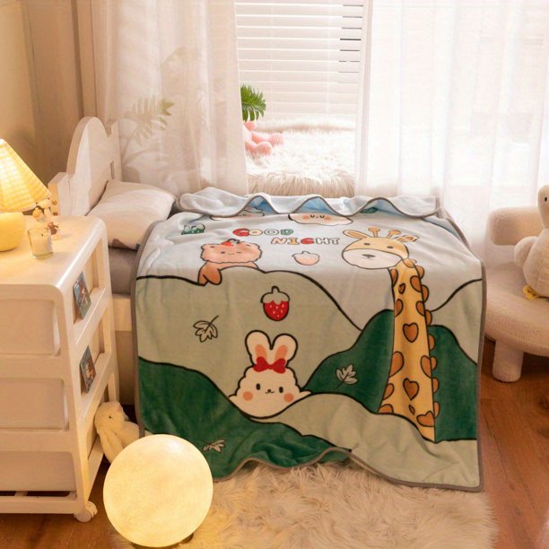 1pc 39.37*55.12in Children's Dinosaur Family Printed Flannel Blanket, Adult Office Lunch Break Blanket, Super Compact Flannel Plush Blanket With A Weight Of 300g/m2, Suitable For Strollers And Kinder