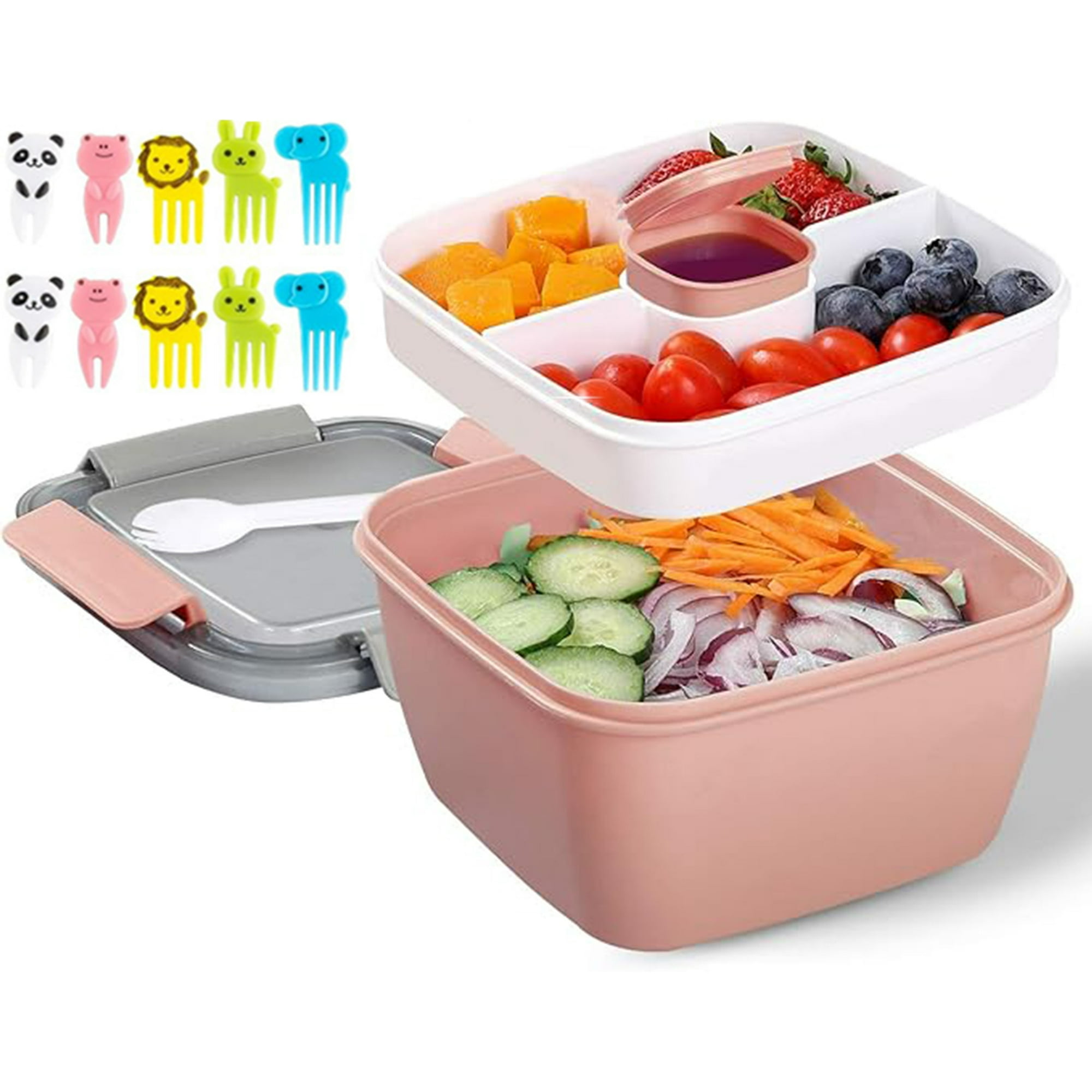 Veat00l - Caja Bento, Lonchera Bento Para Ensalada Con Recipiente Para Salsa De Aderezo, Bento Box Para Almuerzo De Tipo Con Tapa Hermética, Lonchera A Prueba De Fugas Para Niños Y Adultos (rosa,1500ml)