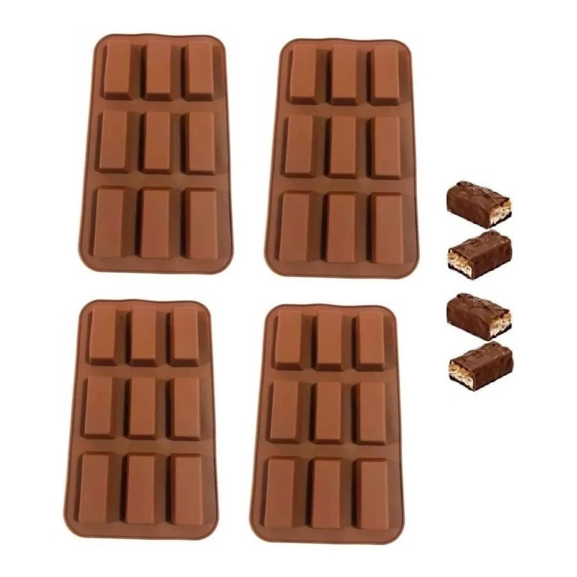 Pasteleriuscl - 4 Moldes Silicona Chocolate Molde De Silicona Barra Cereal Marrón