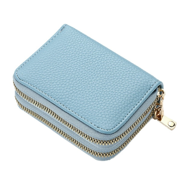 Tarjetero con cremallera para hombre y mujer, con bloqueo RFID, llavero, tamaño compacto.
