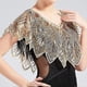 thumbnail image 1 of Sequins Leaf Lace Shawl Wraps Vintage Sequin Beaded Evening Cape Bridal Shawl Women Dress Cheongsam Classic Shawl, 1 of 3