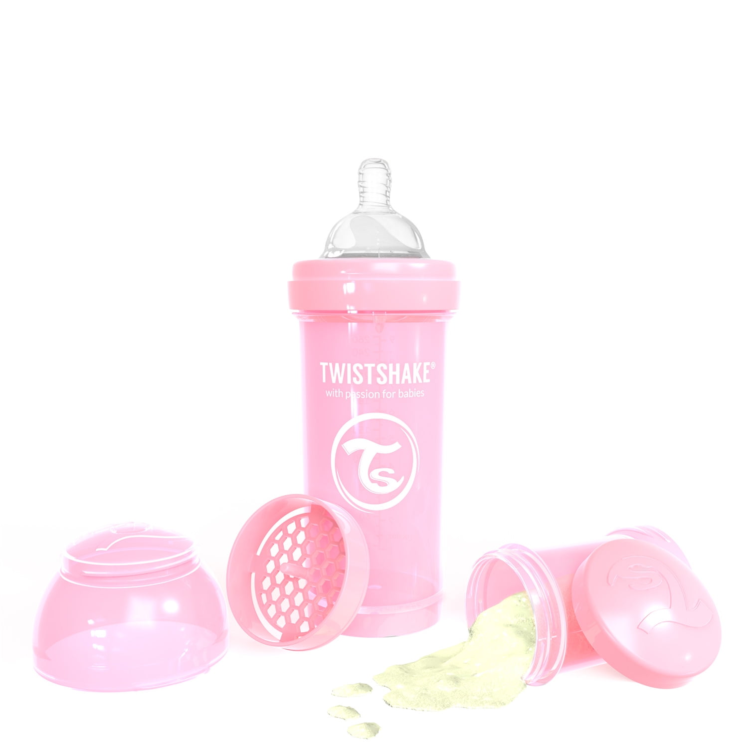 Twistshake - Mamadera Anticólicos 260ml Rosa Pastel