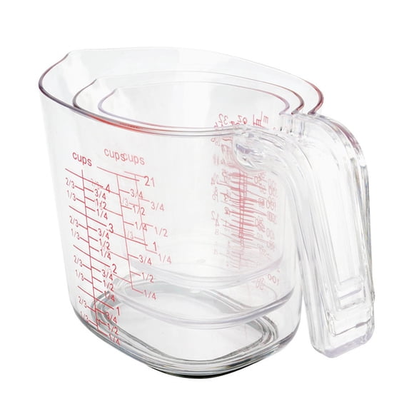 3pcs Medición de la taza Conjunto en forma de V en forma de V fácil de leer multipropósito con jarra de medición de mango con doble escala para petról