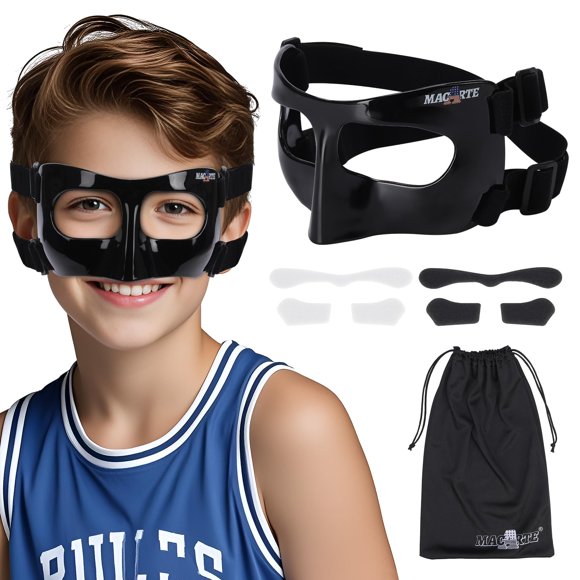 Máscara facial Macarte para niños - Protector nasal deportivo negro