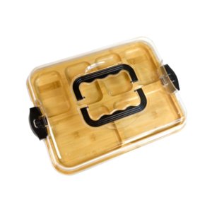 Magideal - Tabla De Quesos De Bambú Bandeja De Tabla De Bambú, Bandeja De Queso Contenedor De Bocadillos Compartimentado Para Fiesta De Inauguración De La Casa,