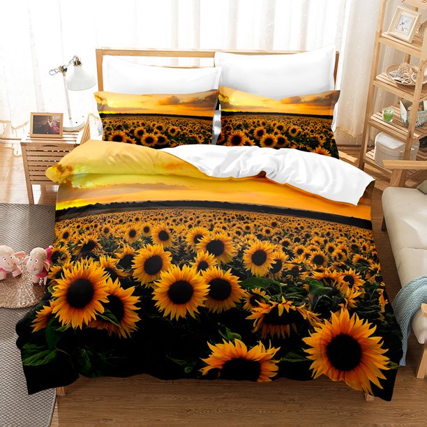 New Beauty Flower Bedding Set Single Twin Full Queen King Size Rose Sunflower Bed Set Aldult Kid Kawaii Duvetcover Sets 3D Bed Sheets