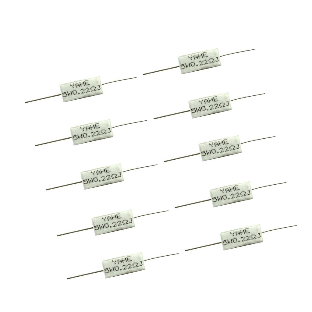MISHITI 10x 0,22 Ohm 5W Zementwiderstand – 5%, Nicht-induktiv, BPR56, 1,8x1,5x0,5 Cm