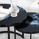 thumbnail image 3 of Set 2 Coffee Table Nesting Black top Black Frame Circular Round and Marble Pattern Wooden Tables, Living Room Bedroom Apartment Modern Industrial Simple Nightstand, 3 of 3