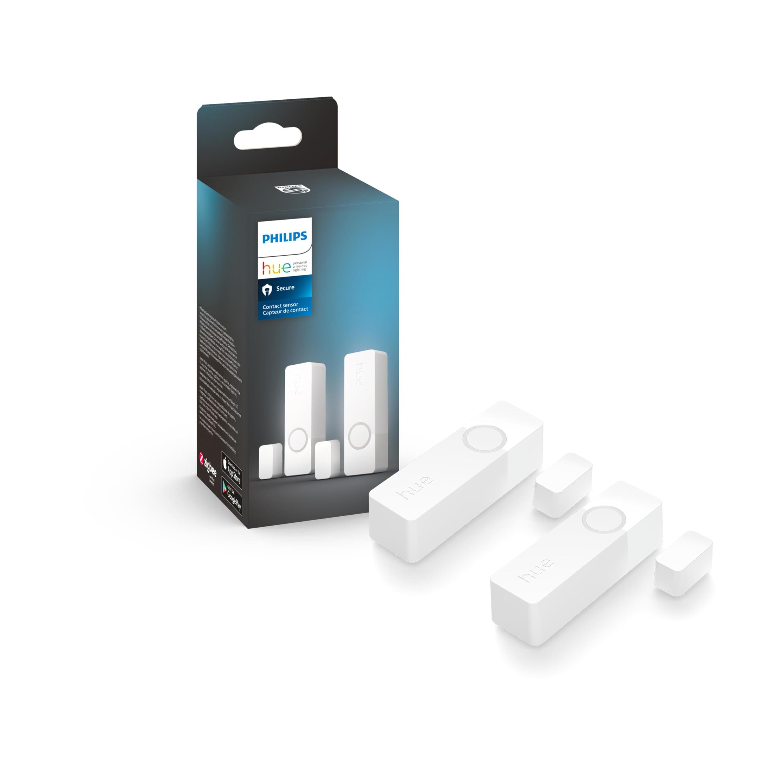 Sensor De Contacto Inteligente Philips Hue Secure, Blanco, Paquete De 2, Hecho Para Puertas Y Ventanas Interiores, Requiere Hue Bridge, Funciona Con La Aplicación Hue