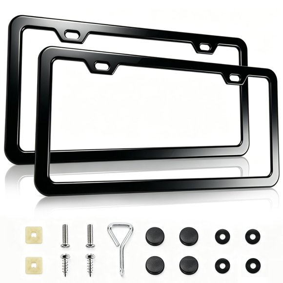 Marco para Placa de Matrícula RUENVUE - Pack de 2, Aluminio Negro