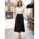 thumbnail image 4 of Falda de fiesta plisada midi con cintura elástica metálica para mujer NOMADIC NOOK 2XL Negro, 4 of 7
