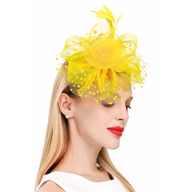 Elegant Fascinators Hat for Women - Perfect for Tea Parties, Kentucky Derby, Weddings, and Cocktail Parties - Features Mesh, Feathers, and Flower Decorations