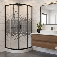Joytek - Shower Door Curvo Mosaic Black 90X90X199 Cm (Incluye Receptáculo)