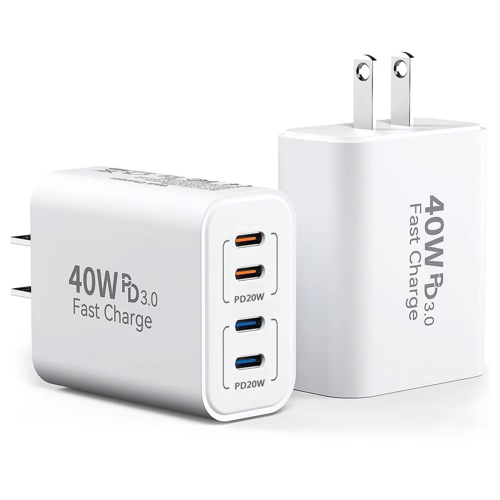 Ttc - Bloque De Carga Tt&c Usb C De 40 W Con 4 Puertos Para Iphone Galaxy, Paquete De 2