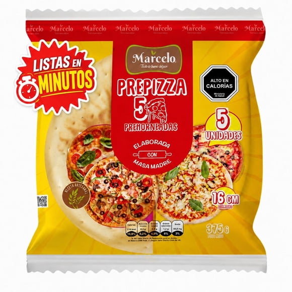 Masa Pizza Individual Con Masa Madre Pack 5 Unidades 375g