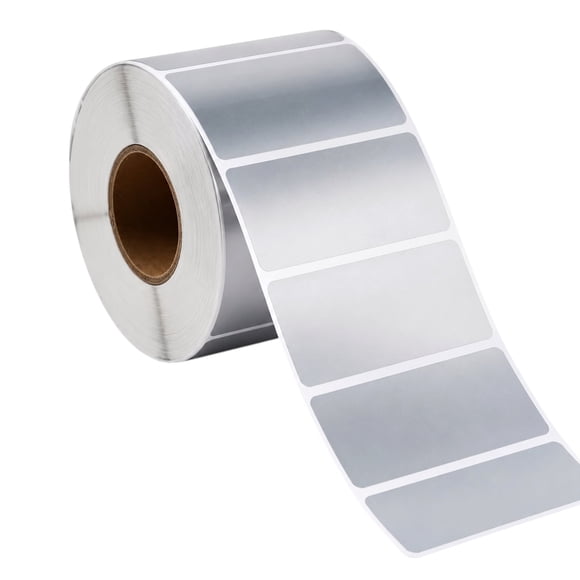 1000 Etiquetas Activo Fijo 70x40mm Plateadas