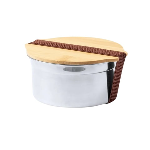 Importclick - Contenedor Tupper Hermético Redondo Acero Inox. Bambú Truit 800 Ml