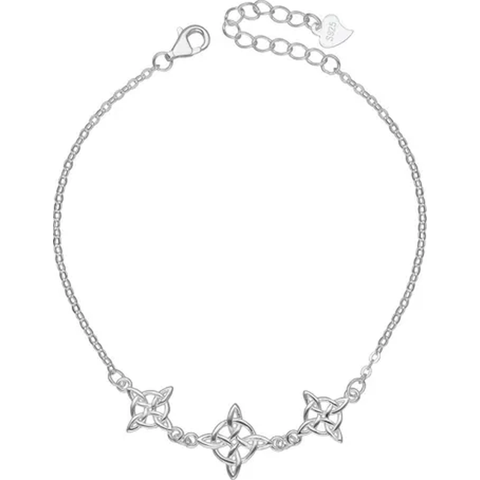 Genérico - Pulsera Nudo Brujas Plata Fina Protección