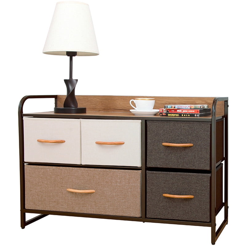 Cajonera Comoda 5 Cajones Carry All Rack Metal Madera Tela Premium