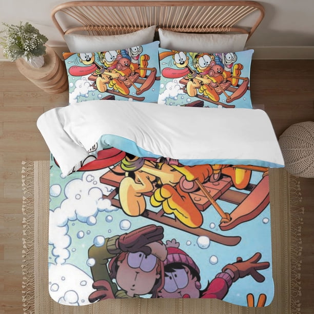 Garfield 3-Piece Bedding Set For Kids Boys Girls Adult Cartoon Warm Cute Fashion Holiday Present Gift Bed Sheets